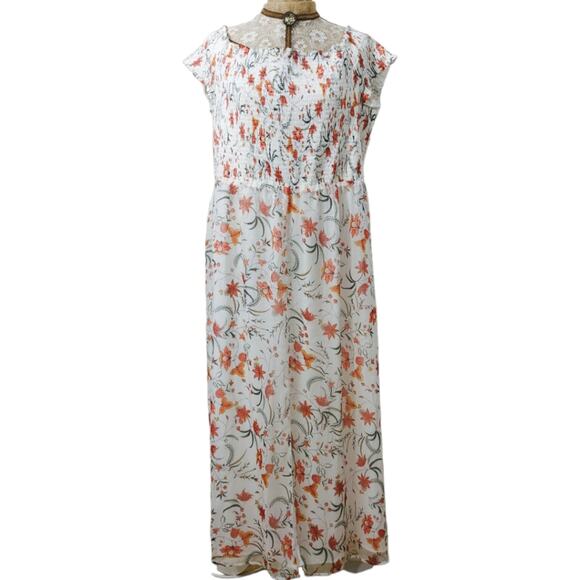 CeCe floral smocked chiffon maxi dress 7439903 - Picture 1 of 6